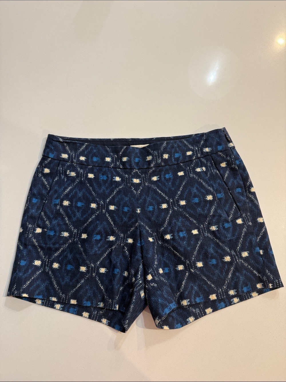 J. Crew Navy and White Patterned Tailored Shorts | Size 0